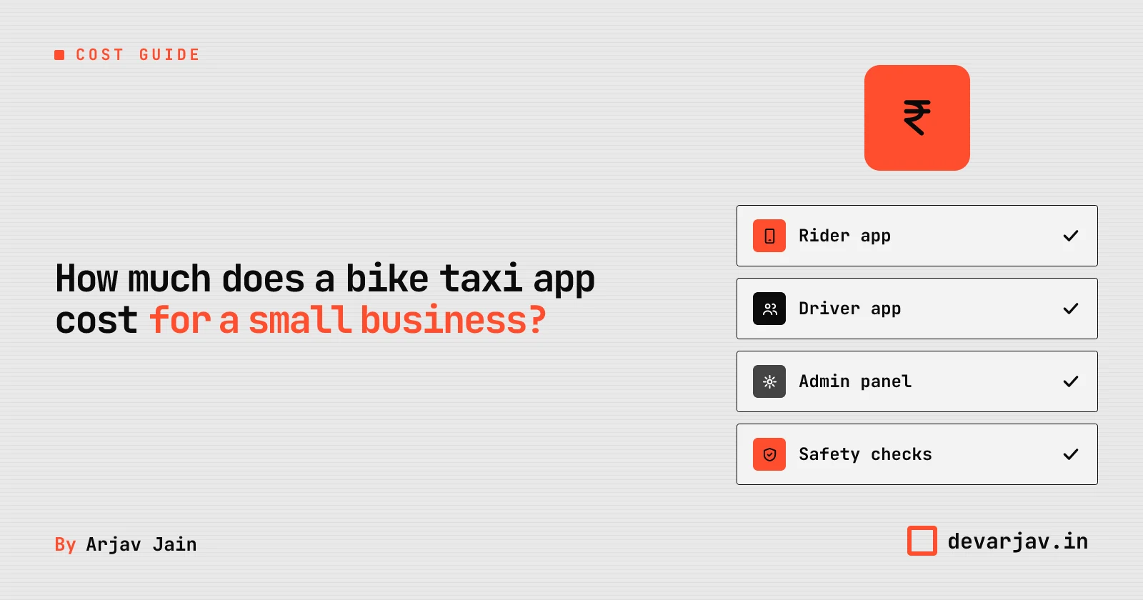 Bike taxi app with rider, driver, admin and safety features