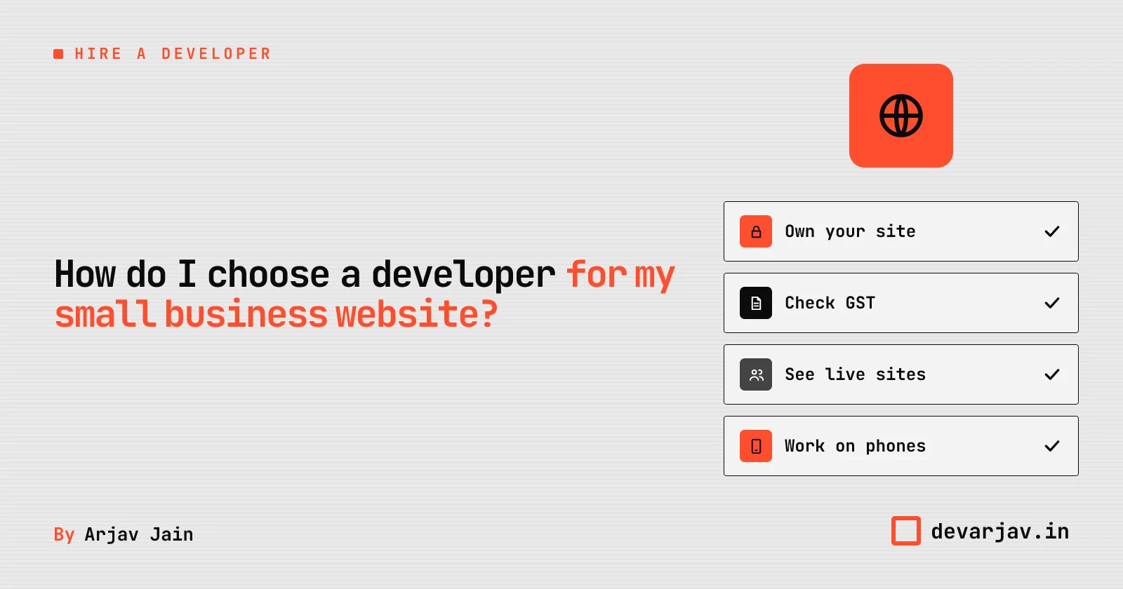 A clean website interface with domain, CMS, and phone view for a small business